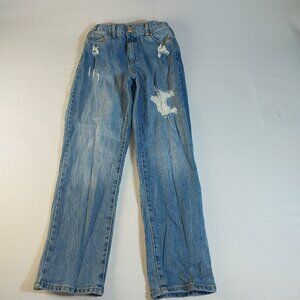 Jordache Girls Distressed Jeans Size 12 Girlfriend Fit Straight Leg Denim
